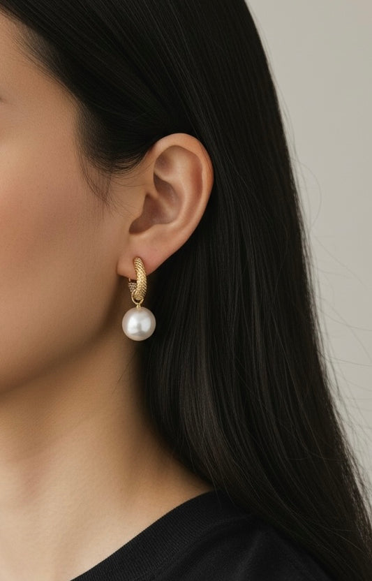 Amara Pearl Drop Hoops