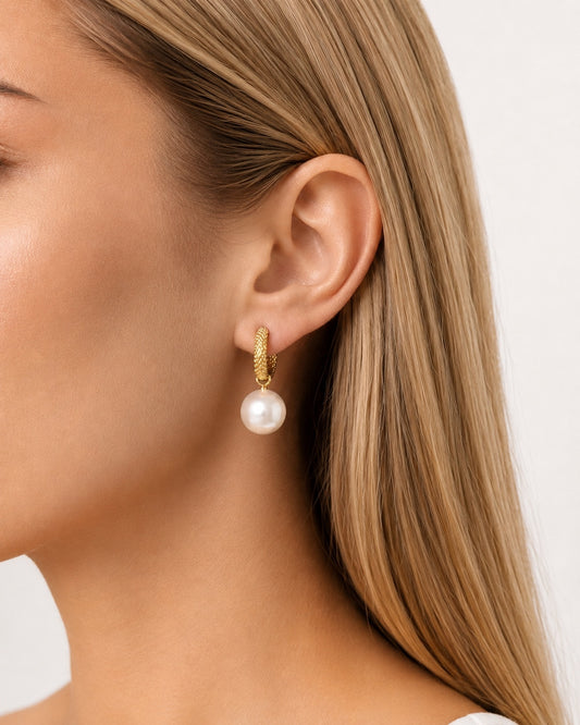 Amara Pearl Drop Hoops