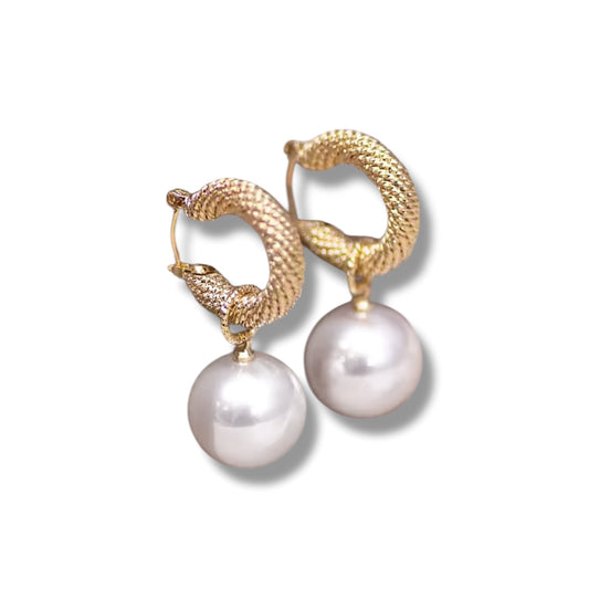 Amara Pearl Drop Hoops