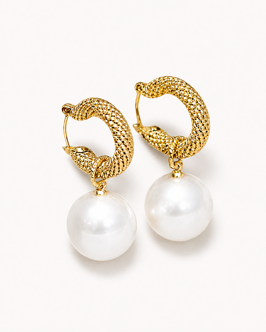 Amara Pearl Drop Hoops